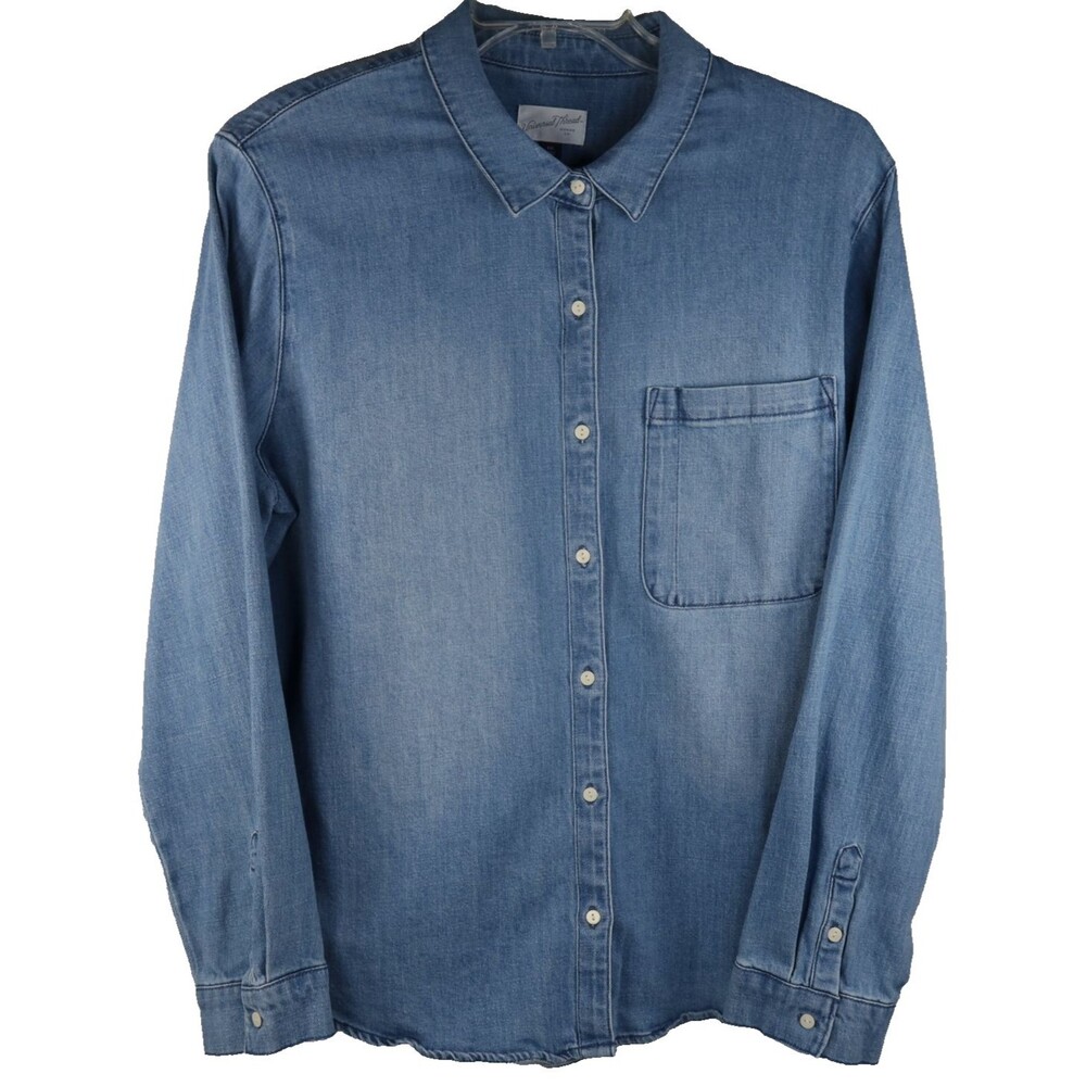 Universal Thread Goods Co Long Sleeve Demin Shirt Womens XXL Acid Wash Button Up